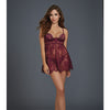 Eyelash Lace Babydoll w/Underwire Cups & Lace Thong - Mulberry