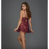 Eyelash Lace Babydoll w/Underwire Cups & Lace Thong - Mulberry