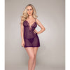 Stretch Mesh Chemise & Robe - Plum