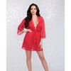 Stretch Mesh Chemise & Robe - Red
