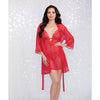 Stretch Mesh Chemise & Robe - Red
