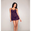 Eyelash Lace & Stretch Mesh Babydoll & G-String - Eggplant