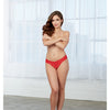 Stretch Lace Thong w/Stretch Lace Waistband Red O/S