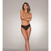 Lace Tanga Open Crotch Panty - Black