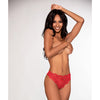 Lace Tanga Open Crotch Panty - Red