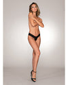 Stretch lace Open Crotch Thong Black O/S