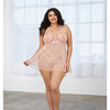 Simply Sexy Stretch Shimmer Mesh Chemise w/Panty Pink Champagne 1X