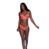 Simply Sexy Zig Zag Elastic & Scalloped Stretch Lace Bra & Thong Coral XL