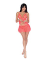 Simply Sexy Fishnet & Eyelash Lace Cami & Short Coral XL