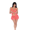 Simply Sexy Fishnet & Eyelash Lace Cami & Short Coral XL