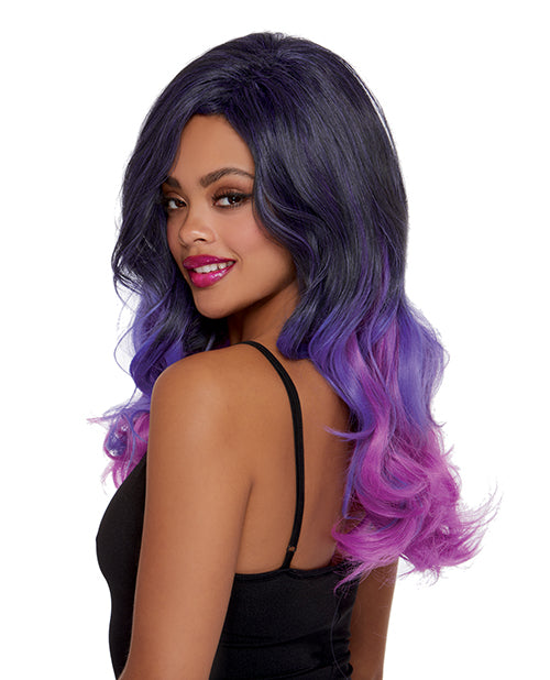 Faux Ombre Layered Adjustable Wig - Purple
