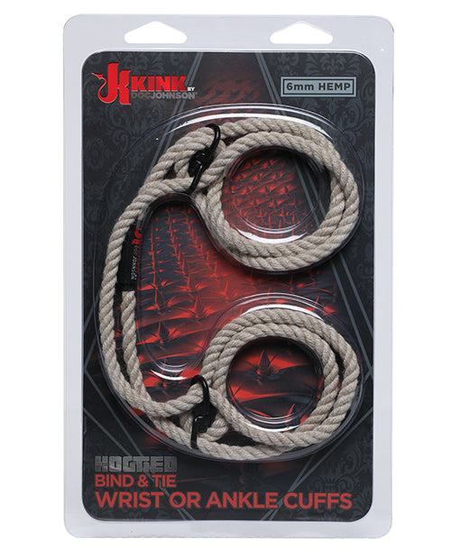 Kink Hogtie Bind & Tie Wrist or Ankle Hemp Cuffs - 6 mm - Assorted Colors