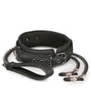 Easy Toys Faux Leather Collar w/Nipple Chains - Black
