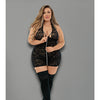 Euphoria Halter Zipper Chemise w/Garters, G-String & Hose Black QN