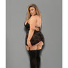Euphoria Halter Zipper Chemise w/Garters, G-String & Hose Black QN