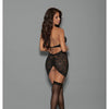 Euphoria Halter Zipper Chemise w/Garters, G-String & Hose Black O/S