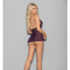 Euphoria Open Cup Halter Babydoll w/Open Crotch G-String Plum O/S