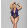 Euphoria Halter Lace & Mesh Teddy w/Wrist Restraints Purple/Black QN