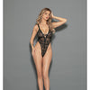 Euphoria Cupless Lace Up Front Brazilian Back Teddy Black O/S