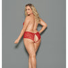 Euphoria Halter Tie Open  Crotch & Butt Teddy Red QN