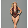Euphoria Two Tone Lace Halter Crotch Closure Teddy Blk/Red QN