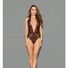 Euphoria Two Tone Lace Halter Crotch Closure Teddy Blk/Red OS