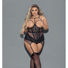 Euphoria Open Cup Bustier & Crotchless Boyshorts (Hosiery Not Included) Black QN