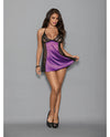 Euphoria Satin & Sheer Babydoll Midnight Purple/Black O/S