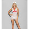 Euphoria Hot & Ready Nurse Chemise, Choker, Headpiece & G-String White/Red O/S
