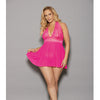 Euphoria Halter Tie Shorty Babydoll Hot Pink QN