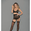 Euphoria Bra Hi Waist Open Crotch Gartini w/Hose Black O/S