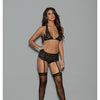 Euphoria Bra, Open Crotch Gartini w/Hose Black O/S
