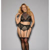 Euphoria Bra Set w/Detachable Garters & Hose Black QN