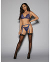 Euphoria Bra Garterbelt Set w/Hose Navy O/S