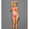 Euphoria Tri Top Bra, Garterbelt, G-String & Hose Blazing Coral O/S