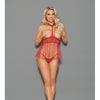 Euphoria Open Top Choker Attached Babydoll w/Open Crotch Panty Red O/S