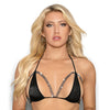 Rhinestone Semi Open Tri Bra Black O/S