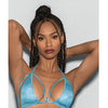 Blue Crystal Black Light Dancewear Tri Bra Blue O/S