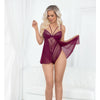 European Lace Teddy Babydoll - Wine