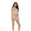 Vintage Two Tone Lace Cami Set - Ivory/Blue
