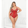 Rose Embroidered Lace Teddy Red 1X