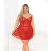 Red Hearts Mesh Babydoll & G-String Red 2X