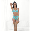 Lace & Mesh Underwire Bra, Garterbelt & G-String Malibu Blue XL