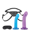 Lux Fetish 3 pc Beginners Strap On & Pegging Set - Multi Color