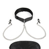 Lux fetish Collar & Nipple Clamps w/Adjustable Pressure Clamps
