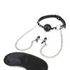 Lux Fetish Breathable Ball Gag w/Adjustable Pressure Nipple Clamps