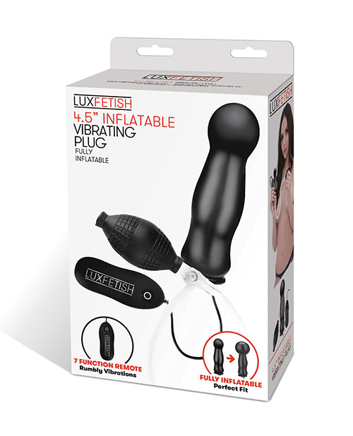 Lux Fetish 4.5" Inflatable Vibrating Plug - Black