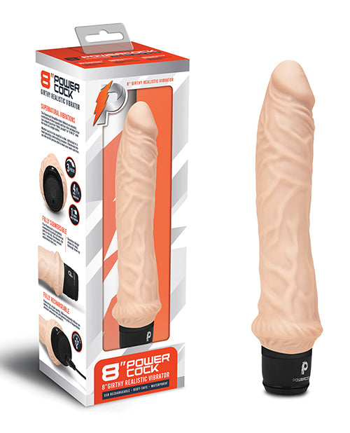 Powercocks 8" Girthy Realistic Vibrator - Ivory
