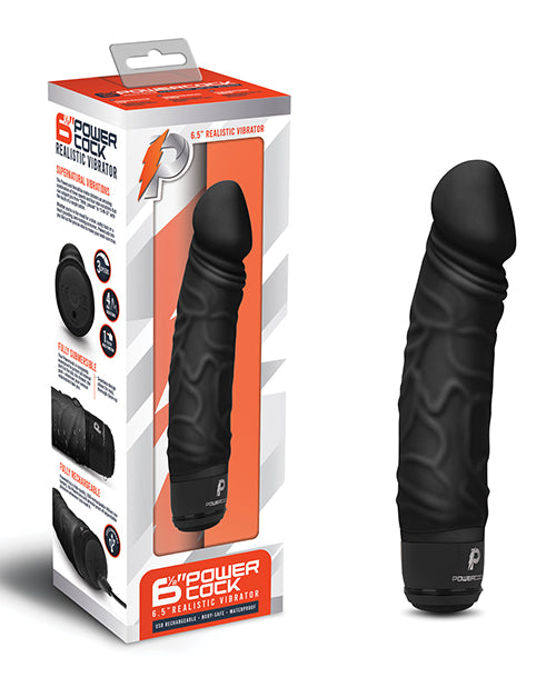 Powercocks 6.5" Realistic Vibrator - Black