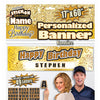 Custom Happy Birthday Banner - Gold/Black